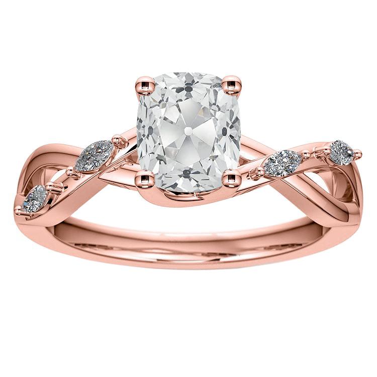 Roségold Kissen Alter Schnitt Echt Diamantring & Marquise Akzente 4,75 Karat