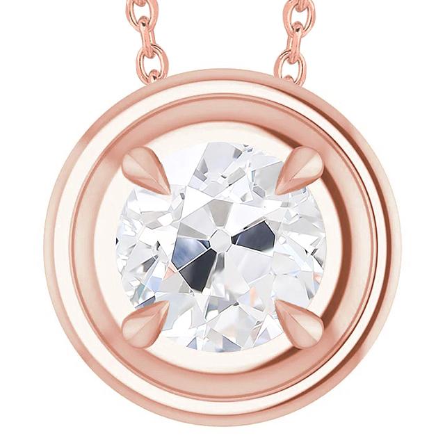 Roségold Solitär Natürliche Diamant Anhänger Rund alter Bergmann 5 Karat Krappen Set