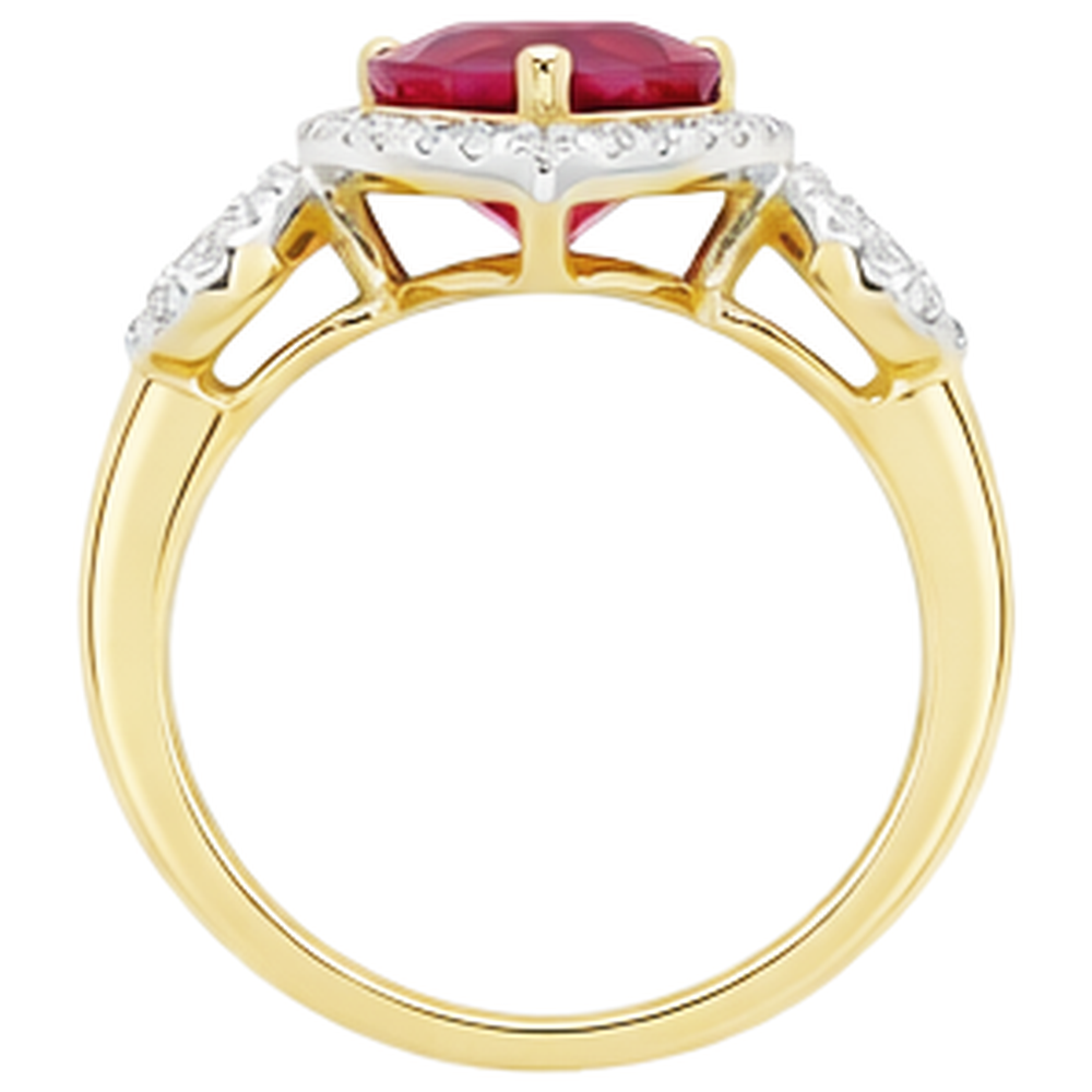 Roter Rubin-Aus der Erde Abgebauter Natürlicher Diamant-Ring mit Herzschliff 6,65 ct Schmuck Zweifarbiggold