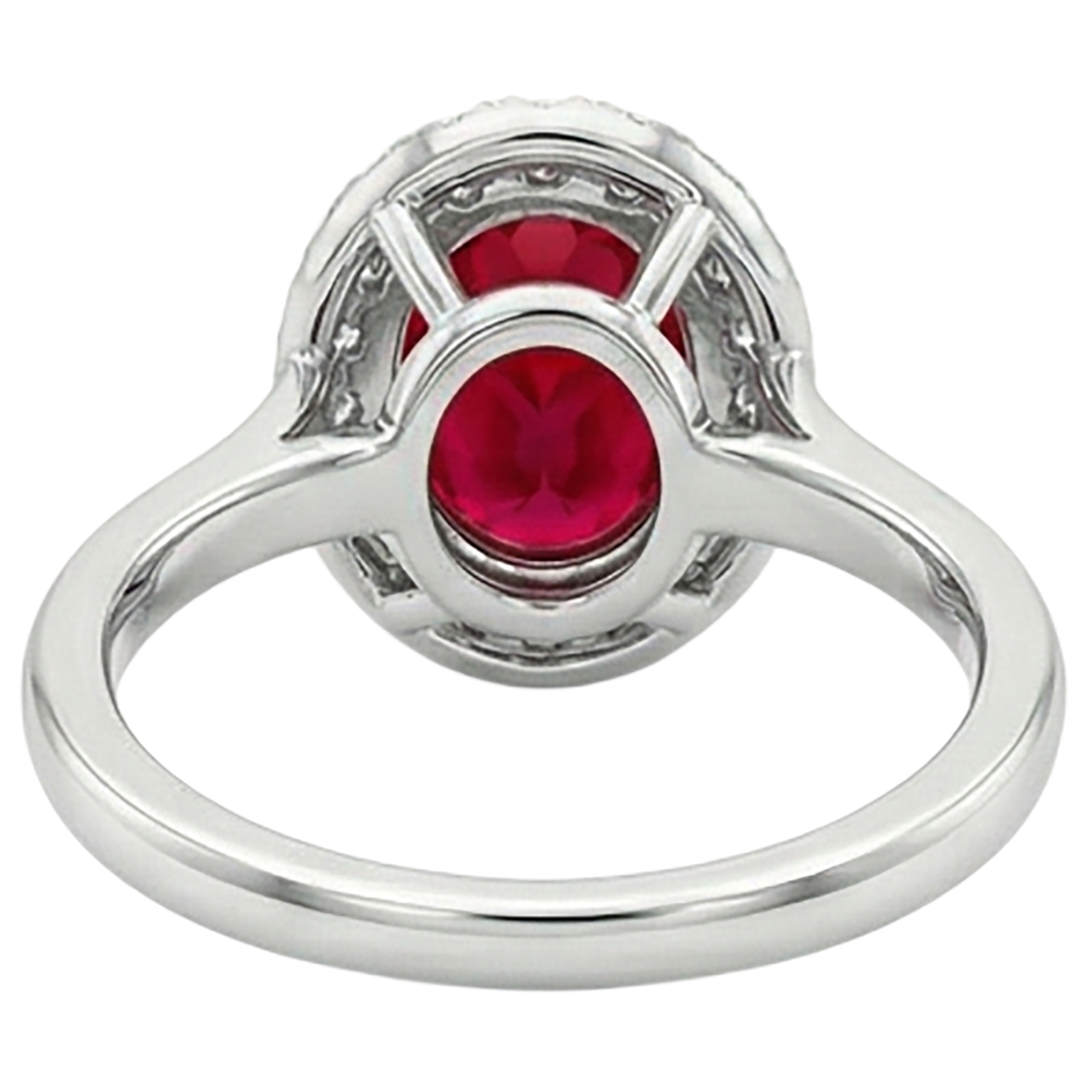 Roter Rubin mit Aus der Erde Abgebauter Natürlicher Diamanten 3.75 ct Ring 14K Gold Weiß Neu