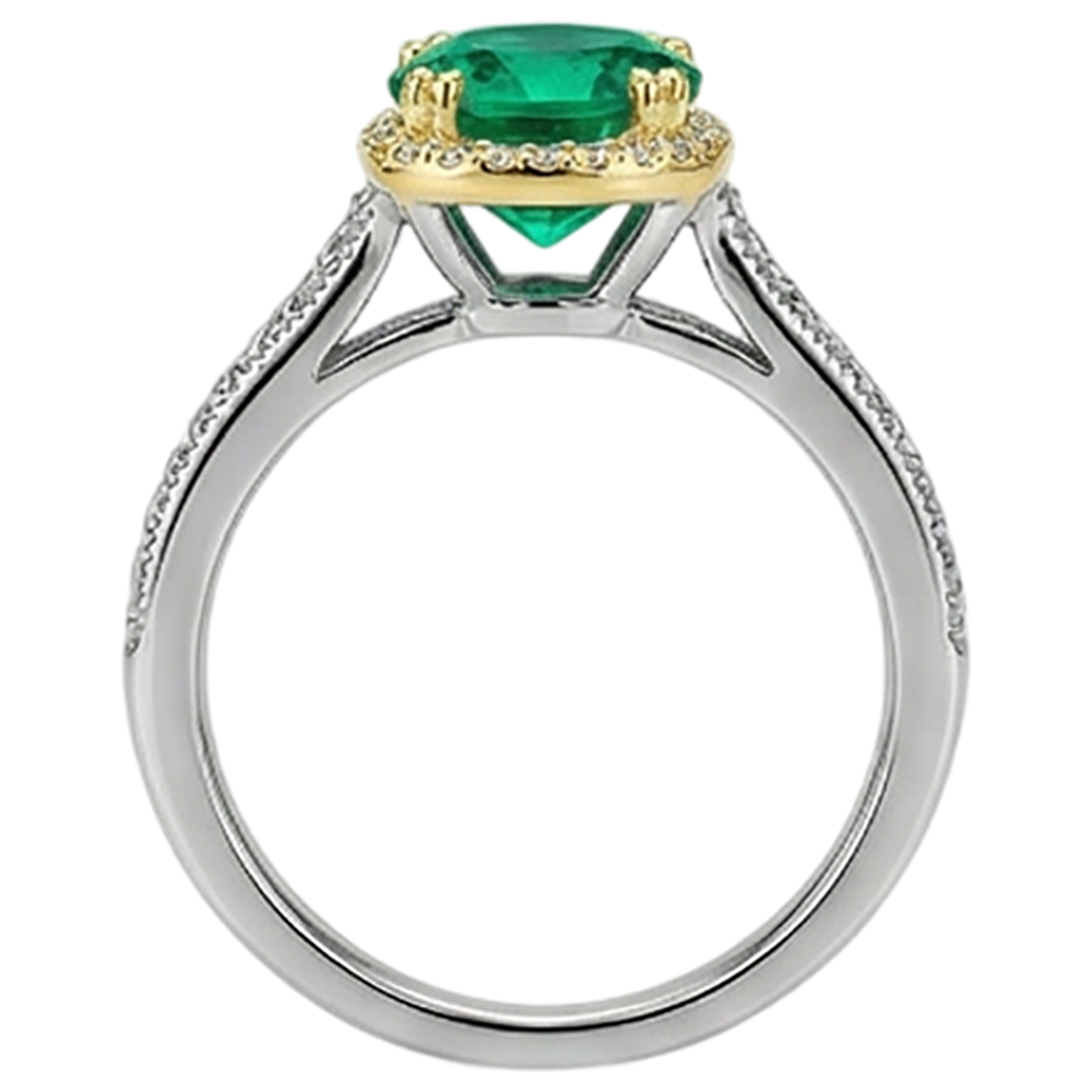 Brillantschliff Smaragd Ring in 14 Karat Zweifarbig Gold – Detailansicht