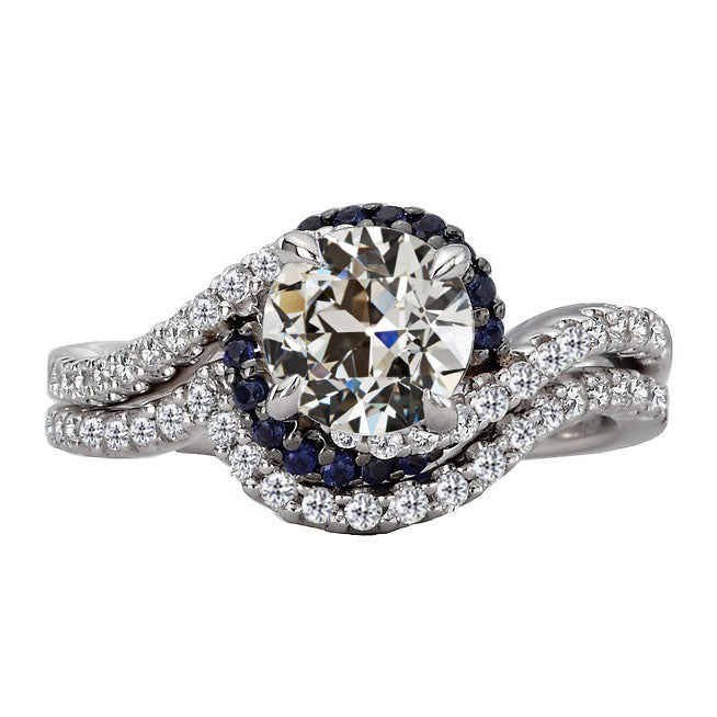 Maßgefertigter Halo-Fassung Ring 2 Karat – Hauptansicht