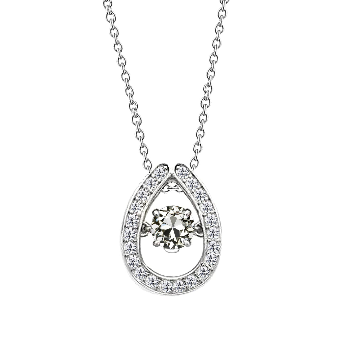 Hänge-Anhänger 14K Weißgold mit Diamant – Hauptansicht
