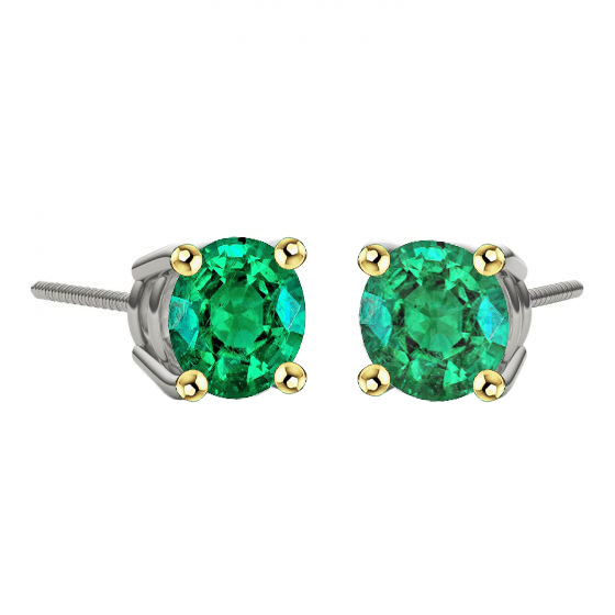 Gemstone Earring Bicolor 14K Gold mit Kolumbianischer Smaragd – Hauptansicht