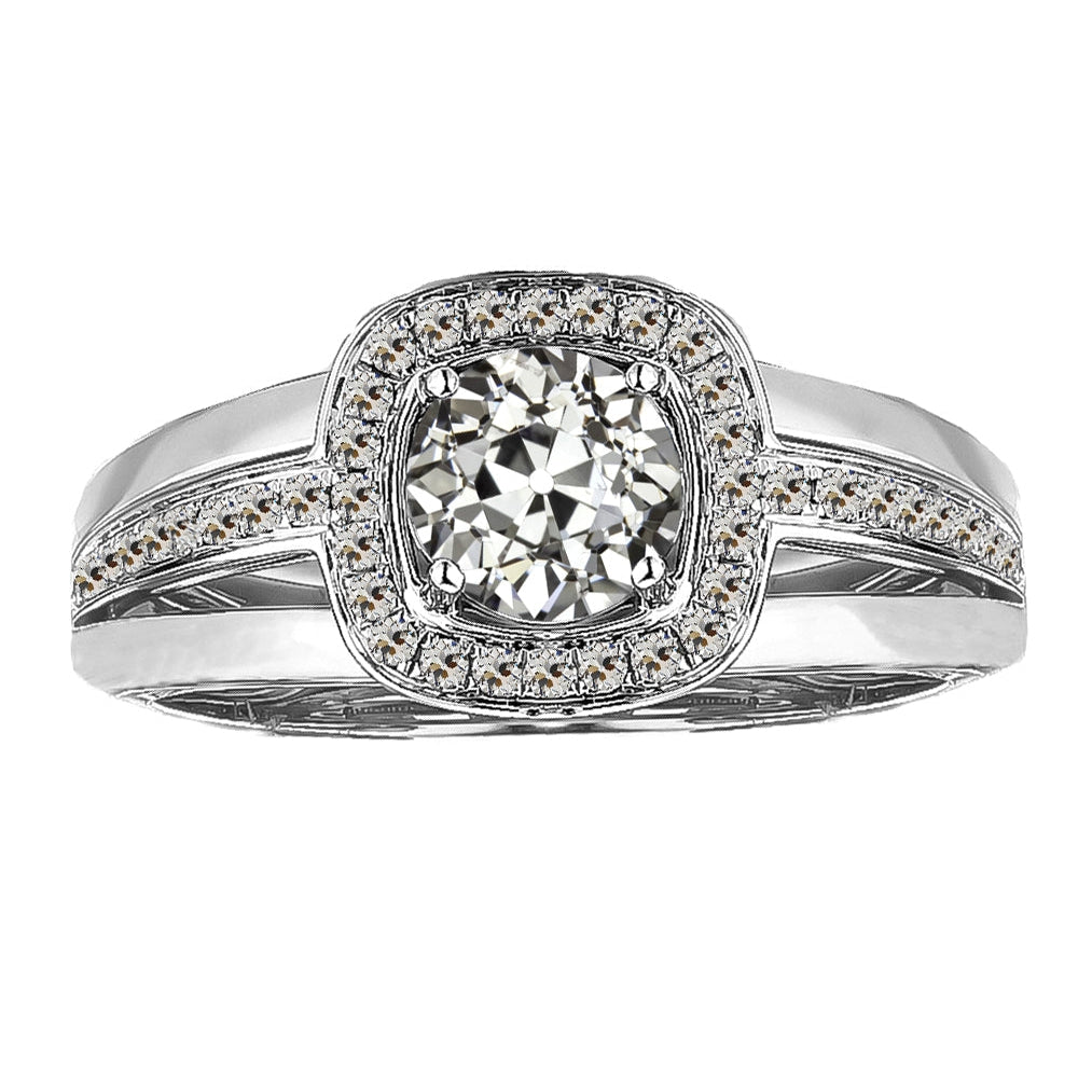 Authentischer Edler Diamant Halo-Verlobungsring 2 Karat 14 Karat Weißgold – Hauptansicht