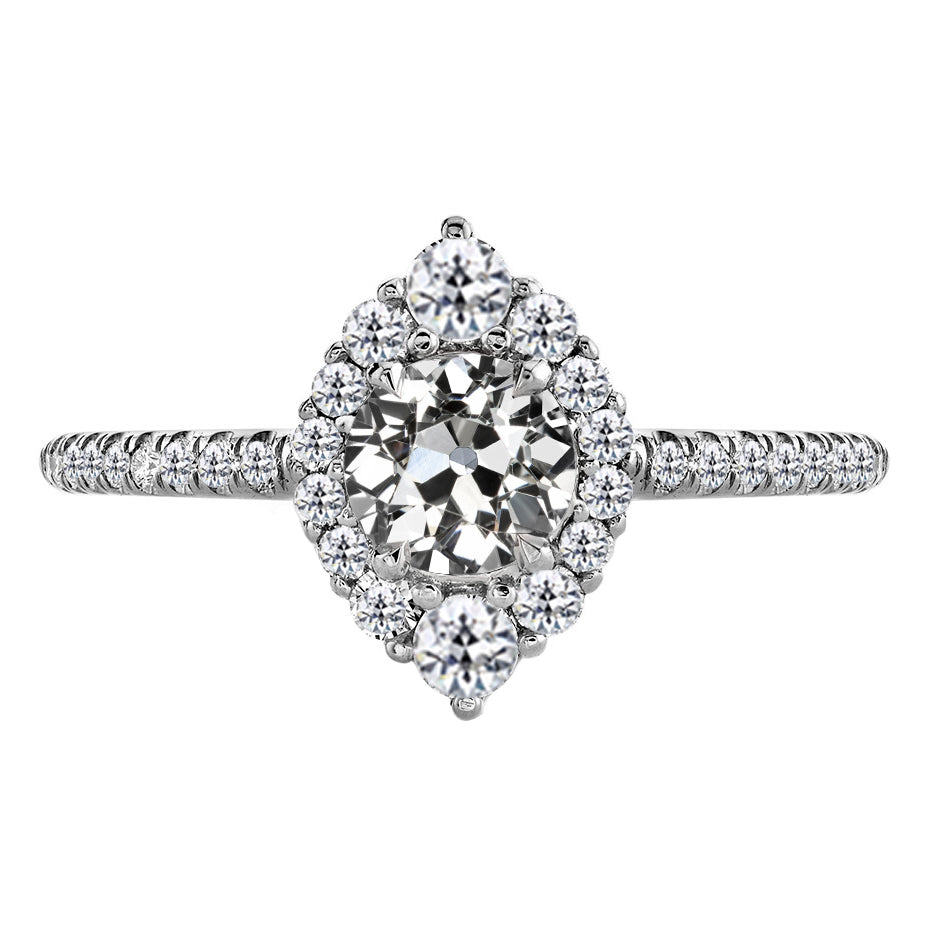 Naturreiner Diamant Halo-Fassung Ring 3,50 Karat 14K Weißgold – Hauptansicht
