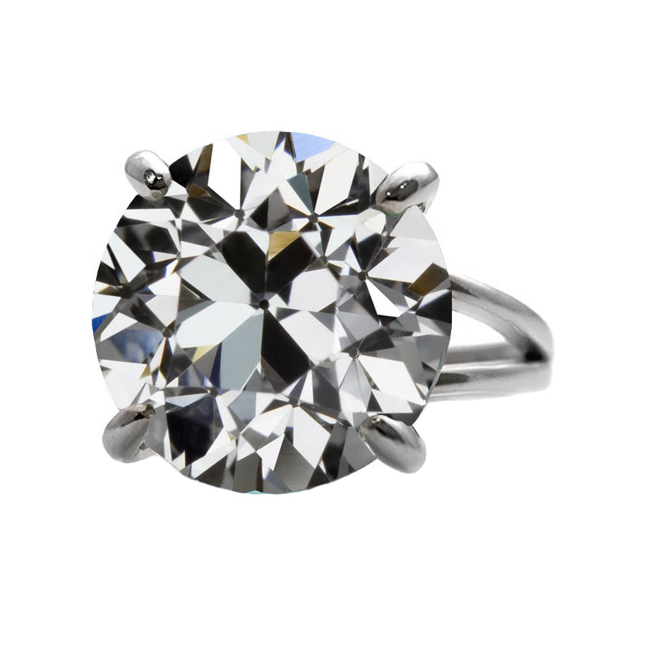 Old Mine Cut Edler Diamant Ring in 14 Karat Weißgold – Hauptansicht