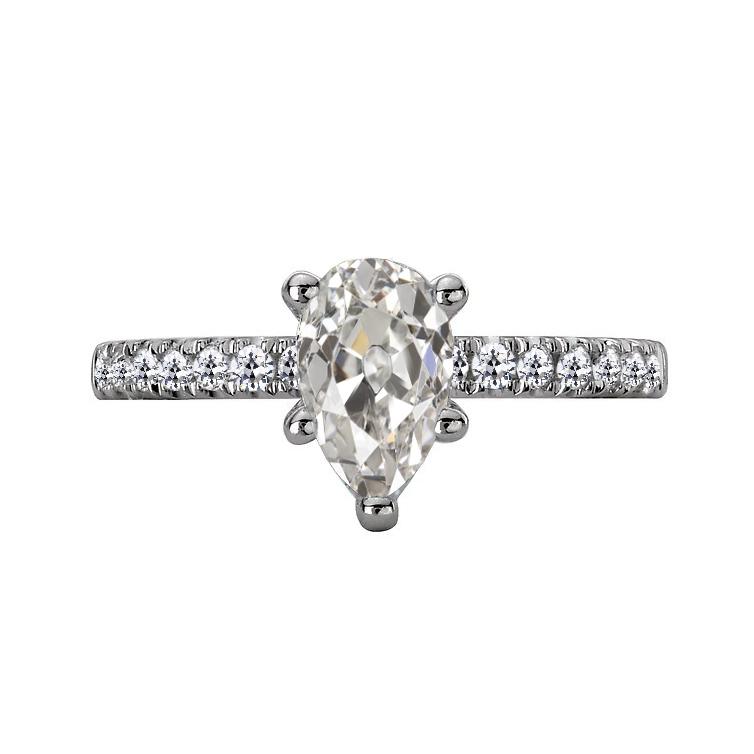 Rund & Birne Altschliff Echt Diamant Jubiläumsring 5 Krappen Satz 4 Karat