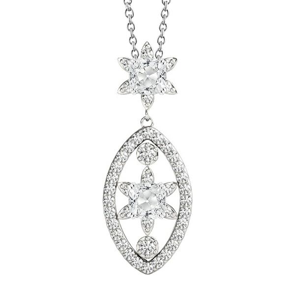 Rund & Kissen Old Mine Echt Aus der Erde Abgebauter Natürlicher Diamant Anhänger 4 Karat mit Kette Gold 14K