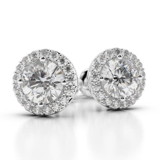 Runde 4,60 Karat Echt Diamanten Damen Ohrstecker Halo 14K Weißgold
