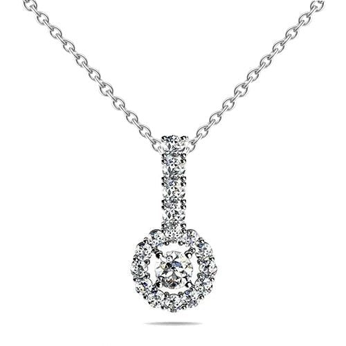 Runde 5.50 Karat Echt Aus der Erde Abgebauter Natürlicher Diamanten Tropfenkreis Anhänger Halskette WG 14K