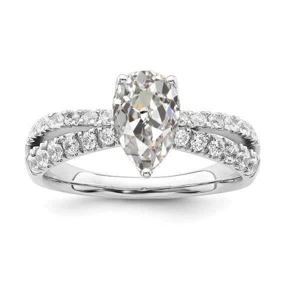 Runde & Birne Altschliff Echt Diamant Ehering Geteilter Pflasterstein Satz 4.50 Karat