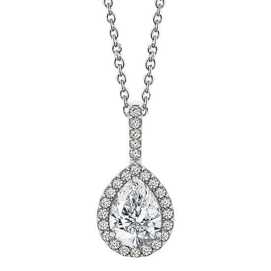 Runde & Birnen-Echt-Diamant-Anhänger-Halskette ohne Kette 1,75 Karat WG 14K