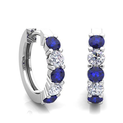 Runde Creolen mit Saphir und Diamant