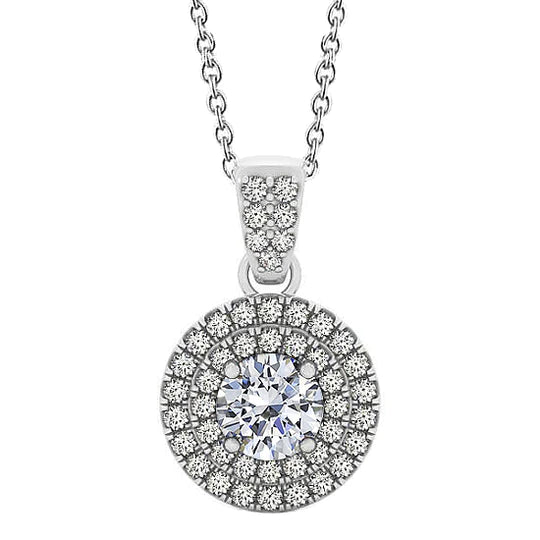 Runde Echt Diamant-Anhänger-Halskette 1,85 Karat ohne Kette Weißgold 14K