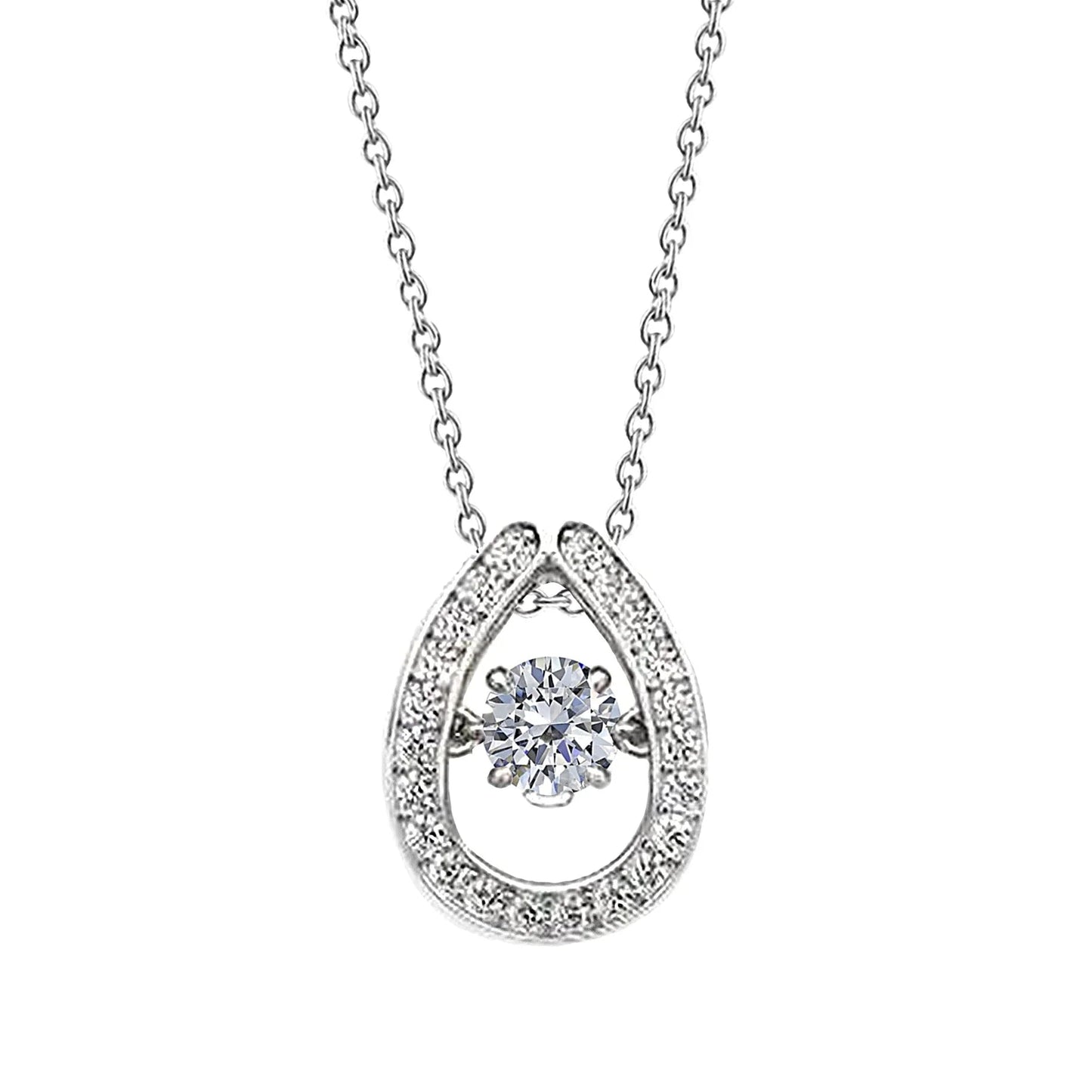 Runde Echt Diamant-Anhänger-Halskette 2 Kt Weißgold 14K Schmuck