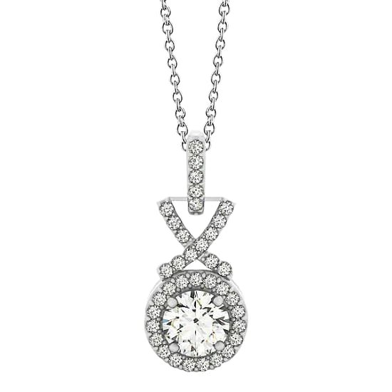 Runde Echt Diamant-Anhänger-Halskette ohne Kette 1,50 Karat Weißgold 14K