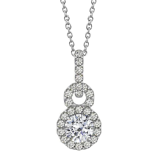 Runde Echt Diamant-Anhänger-Halskette ohne Kette 1,75 Karat Weißgold 14K