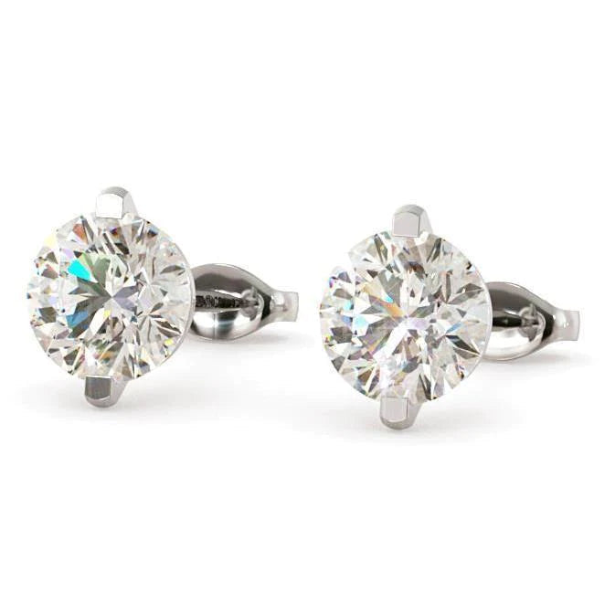 Runde Echt Diamant-Ohrstecker im Brillantschliff 3.50 Karat Weißgold 14K