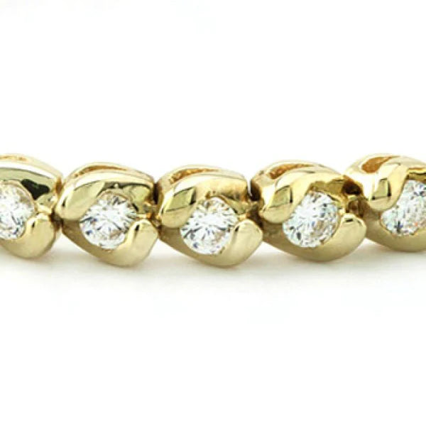 Runde Echt Diamanten Basic Tennisarmband 14K Gelbgold 6 Karat