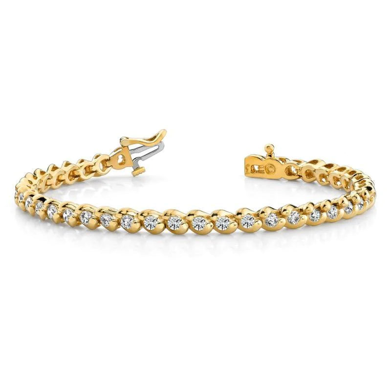 Runde Echt Diamanten Basic Tennisarmband 14K Gelbgold 6 Karat