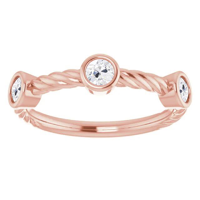 Runde alter Bergmann Echt Diamant Halbe Ewigkeit Band Lünette Seilstil 3 Karat