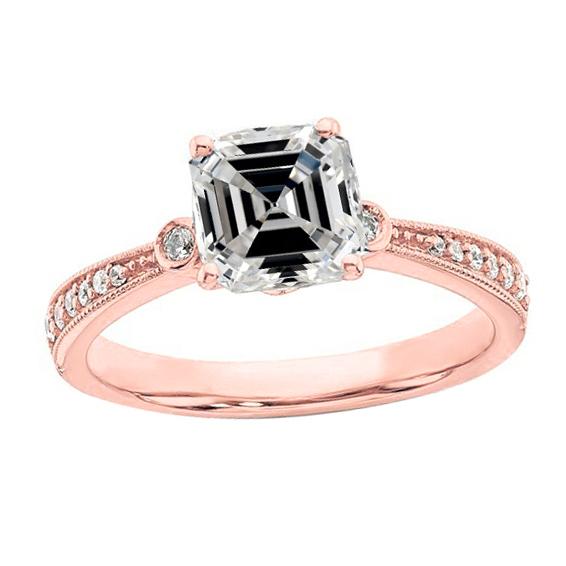 Runden & Asscher Echt Diamant Damen Ehering 5 Karat Roségold