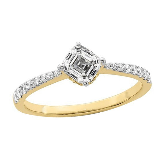 Runden & Asscher Echt Diamant Solitaire Ring Konischer Schaft 3.25 Karat