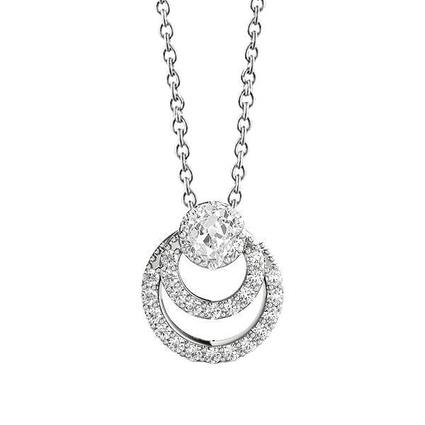 Runden & Birne Old Mine Echt Diamant Halo Circle Anhänger 2 Karat mit Kette
