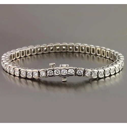 Runden Echt Diamant Half Bezel Set Tennisarmband 4,90 Karat Schmuck Neu
