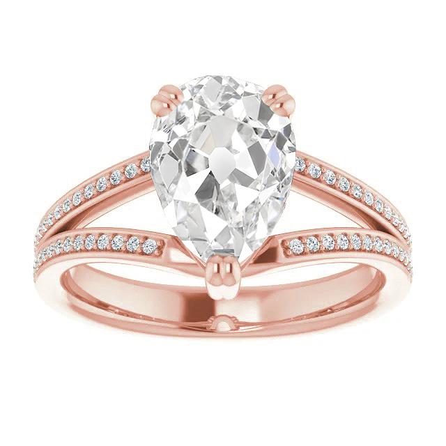 Runden & Pear alter Bergmann Echt Diamant Ehering Split Shank 6.50 Karat
