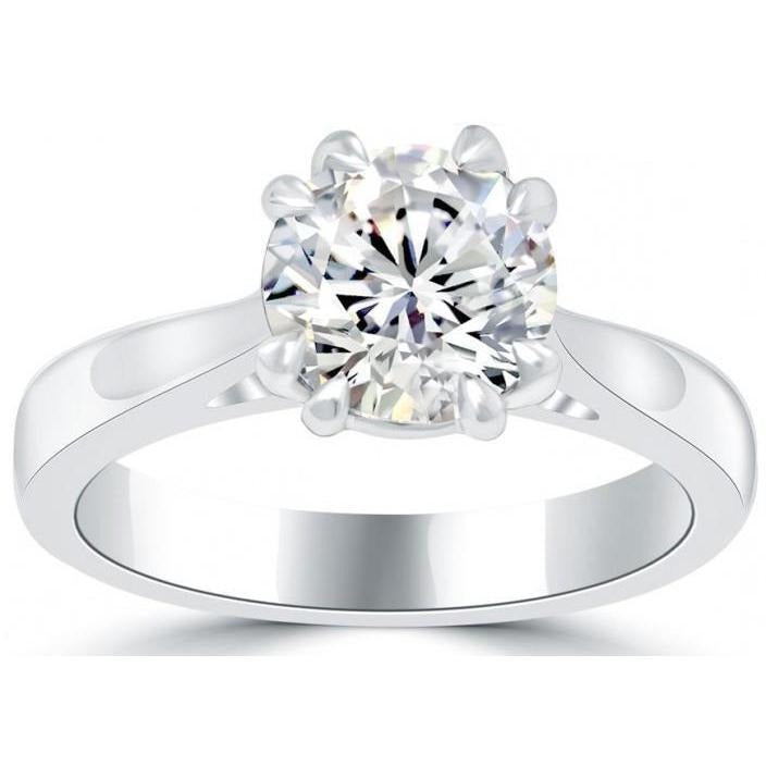 Runder 3 Karat Echt Aus der Erde Abgebauter Natürlicher Diamant-Verlobungs-Solitärring 14 Karat Weißgold
