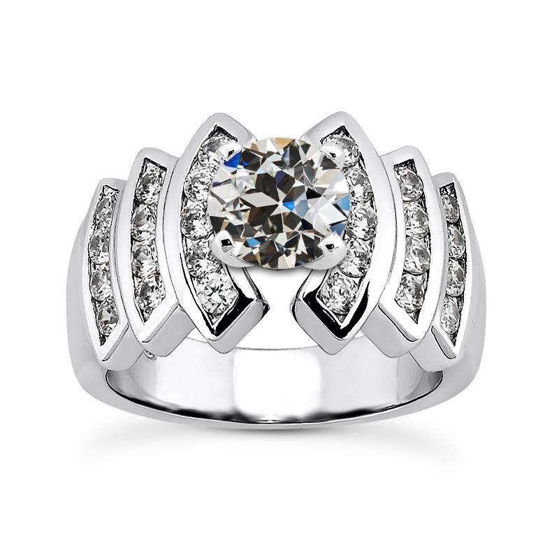 Runder Altschliff Echt Diamant Ehering mit Stufen Kanal Satz 8 Karat