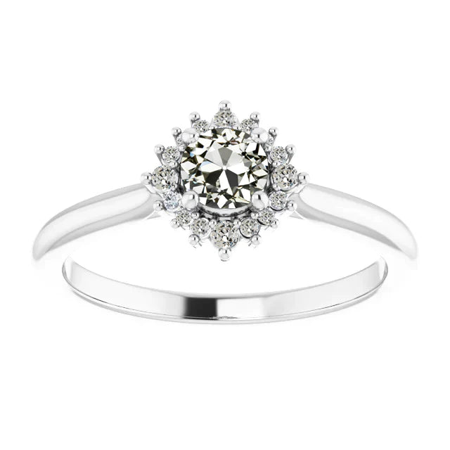 Runder Altschliff Echt Diamant Halo Ring Stern Stil Damen Schmuck 2 Karat