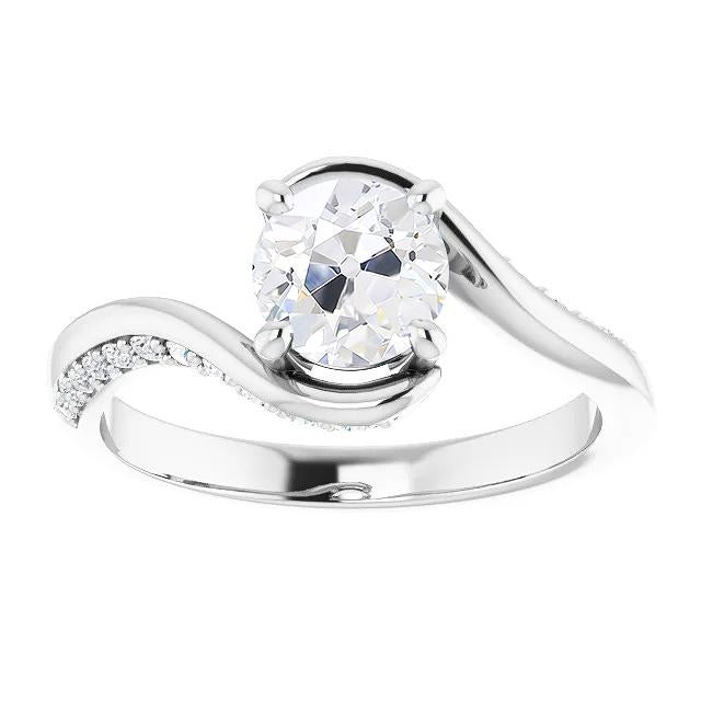 Runder Altschliff-Echt Diamantring Freiform Schaft-Zinken-Set 4.50 Karat