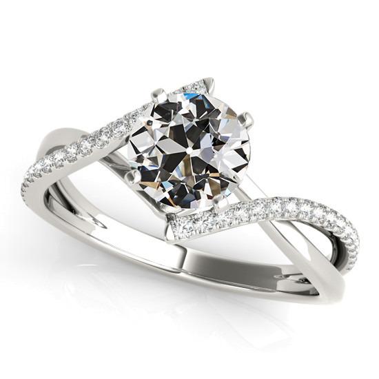 Runder Altschliff Echt Diamantring Verdrehte Zinke Gespaltener Schaft 3.50 Karat