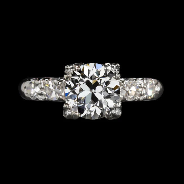 Runder Altschliff Echt Diamantring für Damen 3.50 Karat Weißgold 14K