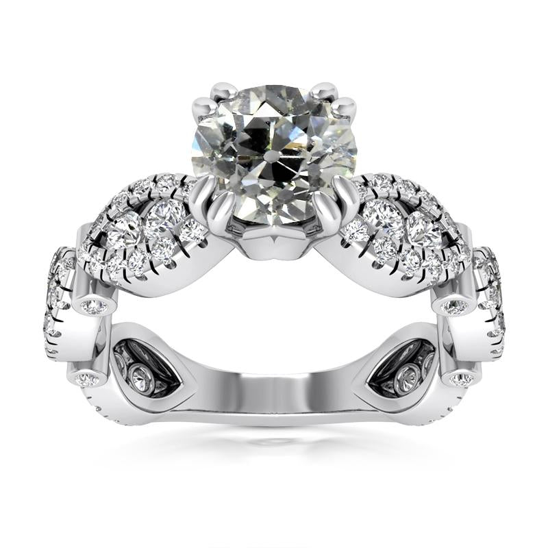 Runder Altschliff-Echt Diamantring im Vintage-Stil. Doppelstift-Set 7.25 Karat