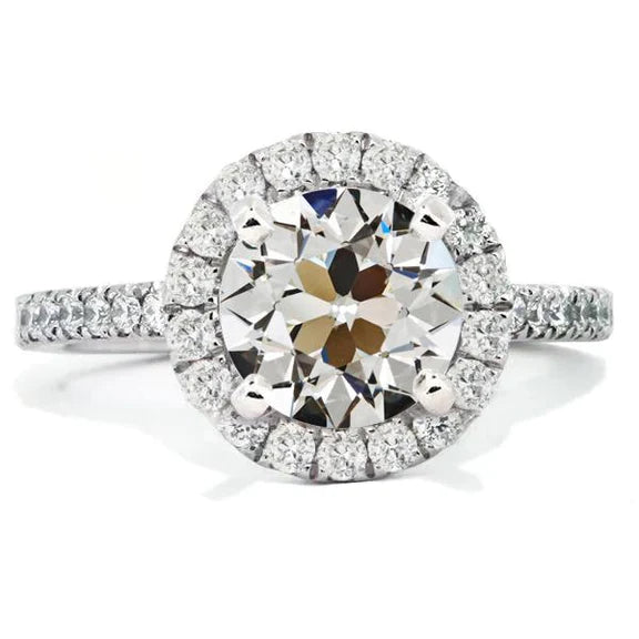 Runder Altschliff-Natürlich Diamant-Halo-Jubiläumsring Pave Set 7 Karat
