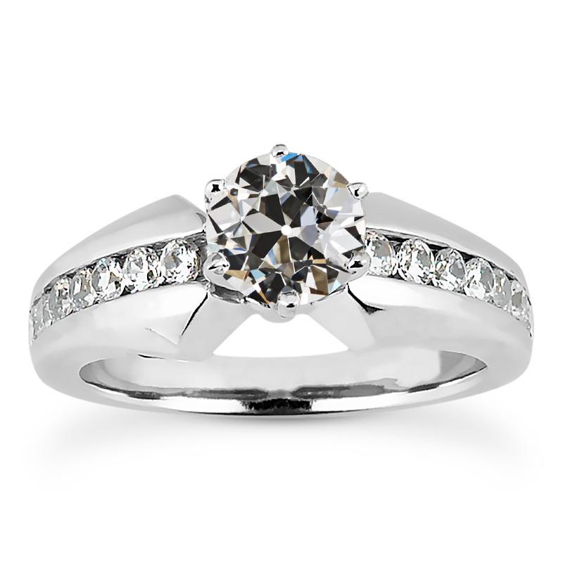 Runder Altschliff-Natürliche Diamantring 6 Zinken-Kanal-Satz 5 Karat Goldschmuck