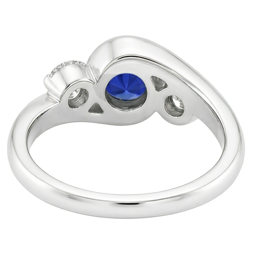 Runder Aus der Erde Abgebauter Natürlicher Diamant 3 Steine Saphir Ring 2,50 Karat Bypass Style Gold 14K