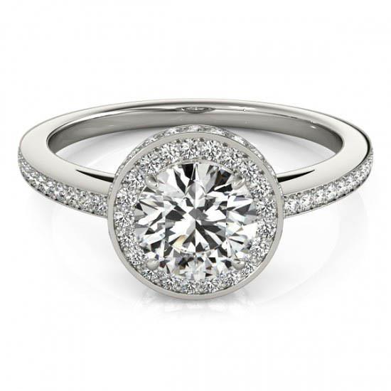 Runder Brillant-Echt Diamant-Halo-Verlobungsring 2,60 Karat Weißgold 14K