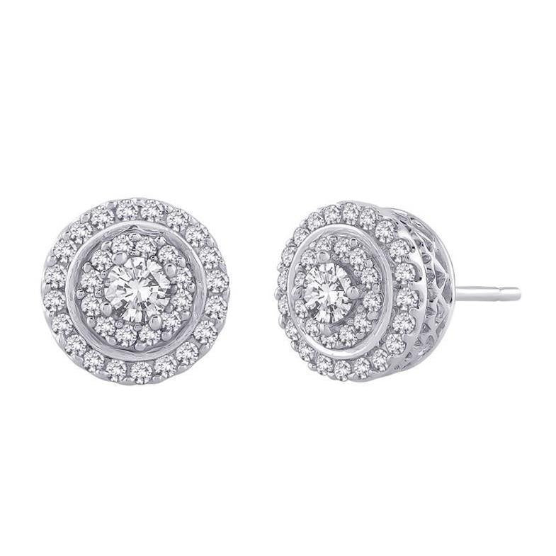 Runder Brillantschliff 1.65 ct. Echt Aus der Erde Abgebauter Natürlicher Diamants Lady Halo Ohrstecker Ohrringe WG 14K