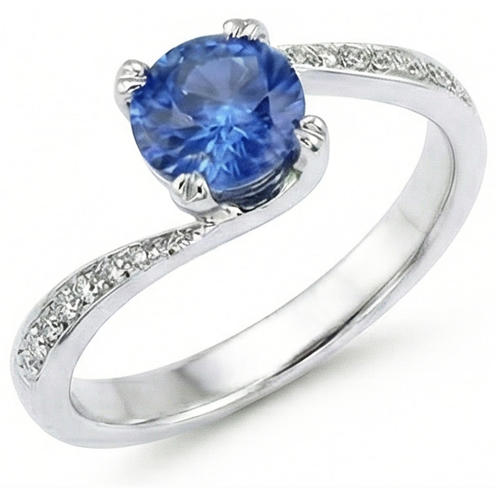 Runder Brillantschliff 2,50 ct Sri Lanka Saphir Aus der Erde Abgebauter Natürlicher Diamantring Weißgold