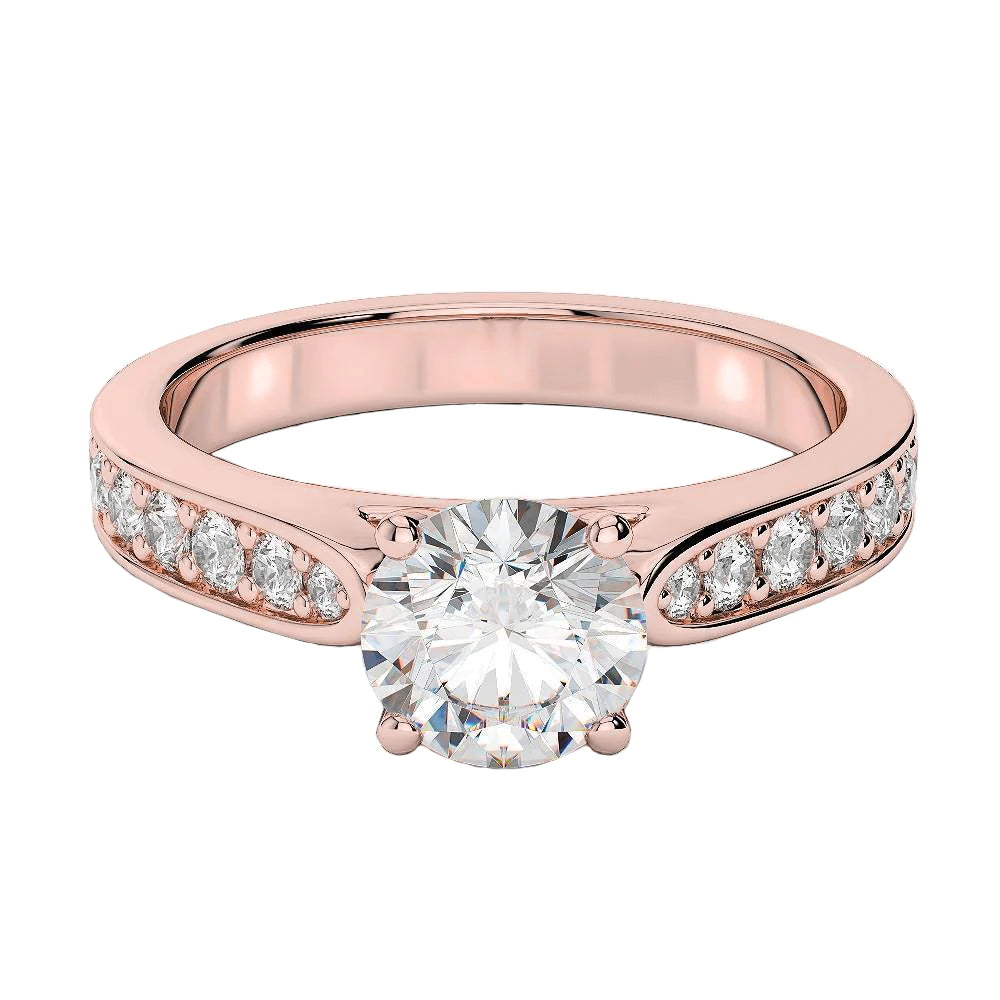 Runder Brillantschliff 3.40 Karat Echt Diamant-Verlobungsring Roségold 14K