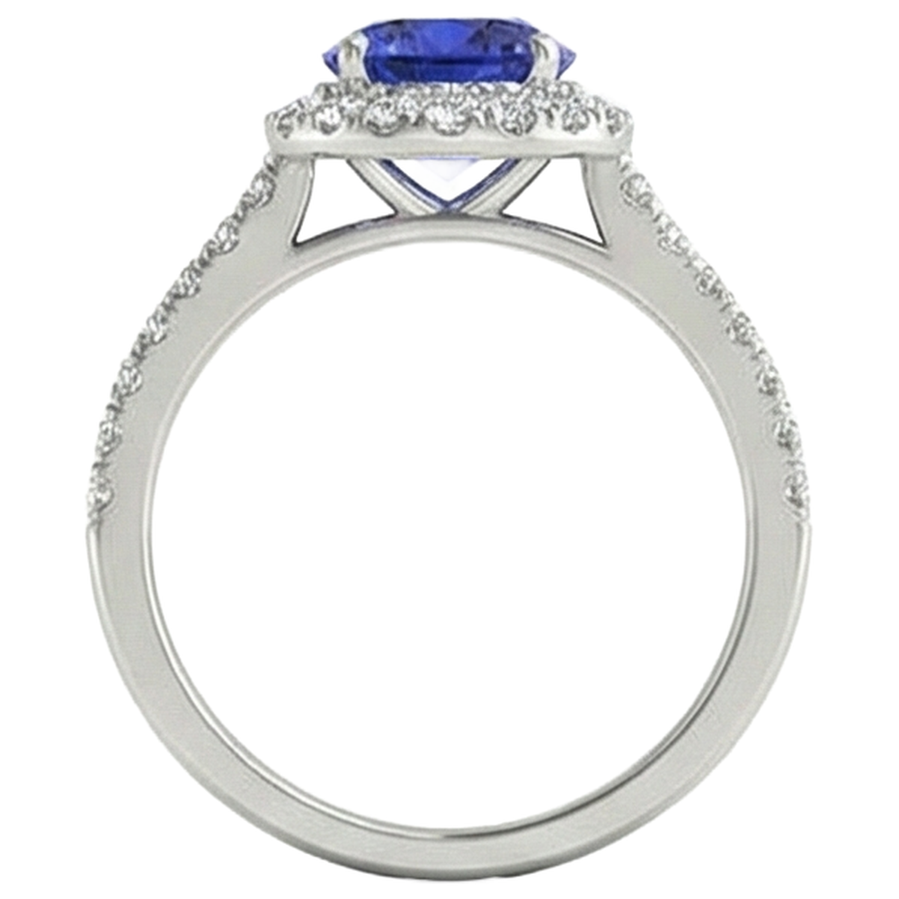 echter round tansanit 4.50Karat ring mit Diamantbesatz