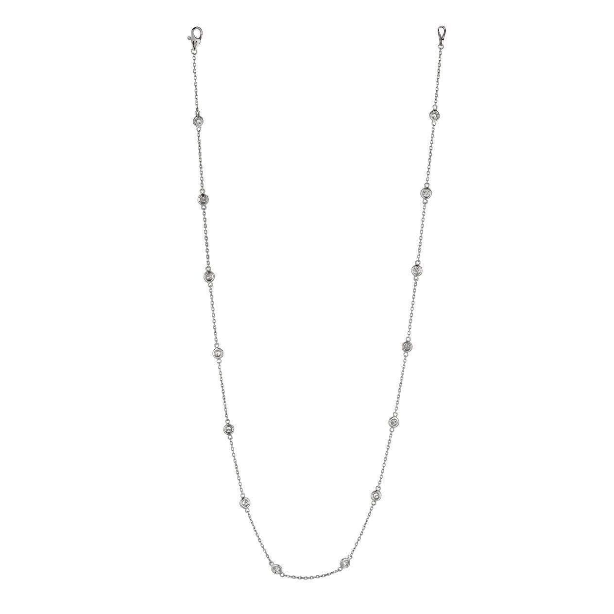 Runder Aus der Erde Abgebauter Natürlicher Diamant 7 Zeiger 14 Abschnitt 18 Echtdiamant-Halskette 1,25 Karat WG 14K