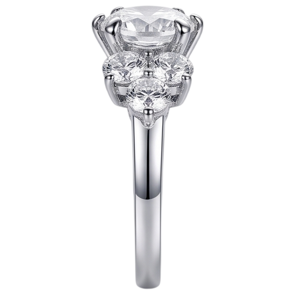 Runder Echt Aus der Erde Abgebauter Natürlicher Diamant-Verlobungsring 3.80 ct Weißgold in Korbfassung 14K