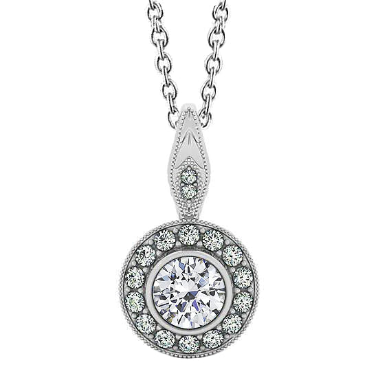 Runder Echt Diamant 1,50 Karat Anhänger Halskette ohne Kette Weißgold 14K