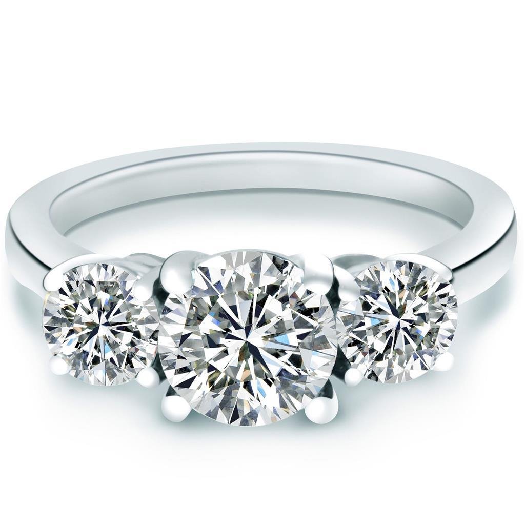 Runder Echt Diamant 3-Stein-Jubiläumsring Gold 1,40 ct. Schmuck Neu